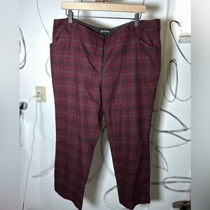 Express Dark Red with Black Plaid Editor Ankle Pant Women’s 18 Short